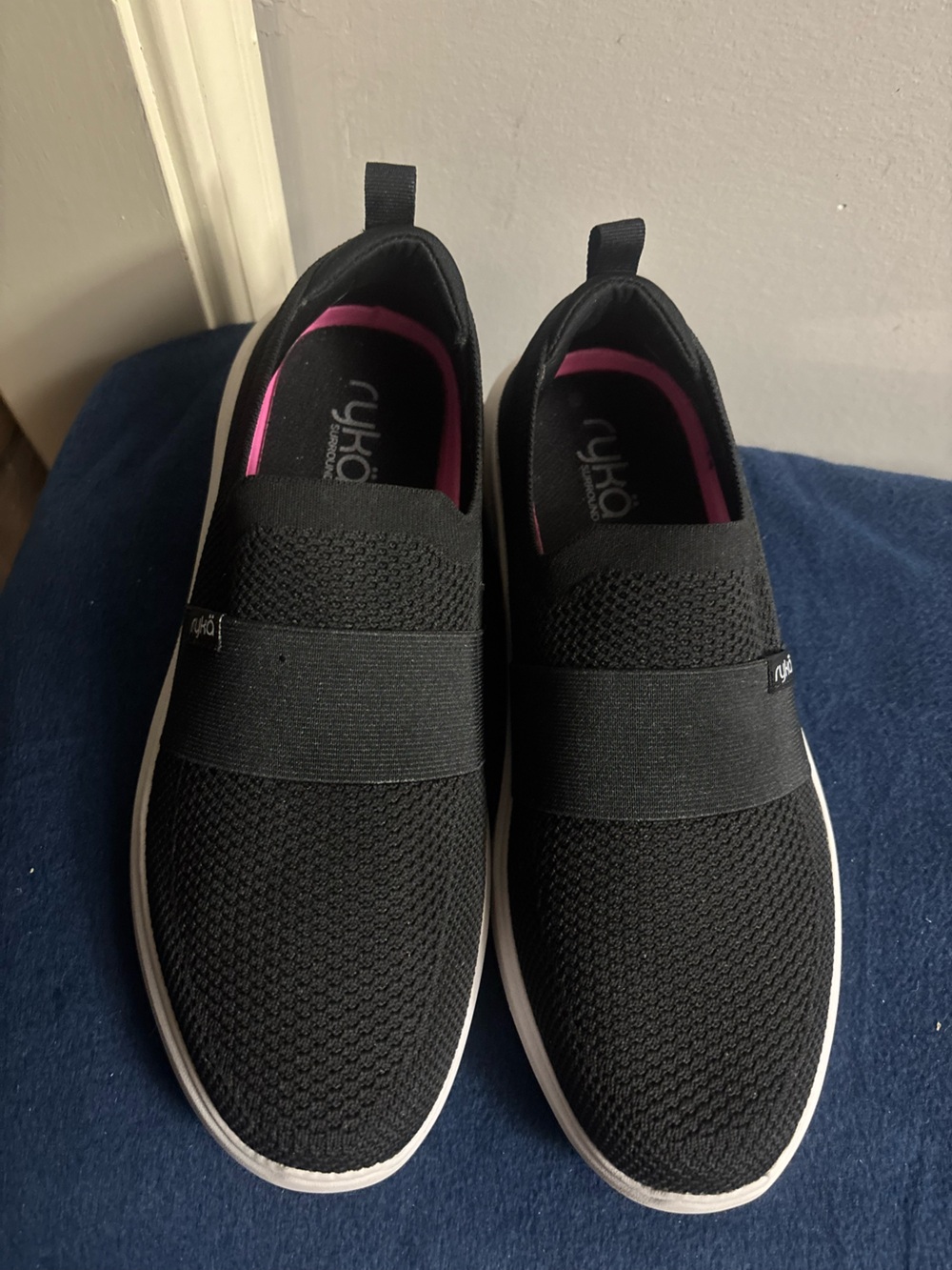 Ryka Women's Astrid Knit Slip on Sneaker Black 9.5 wide